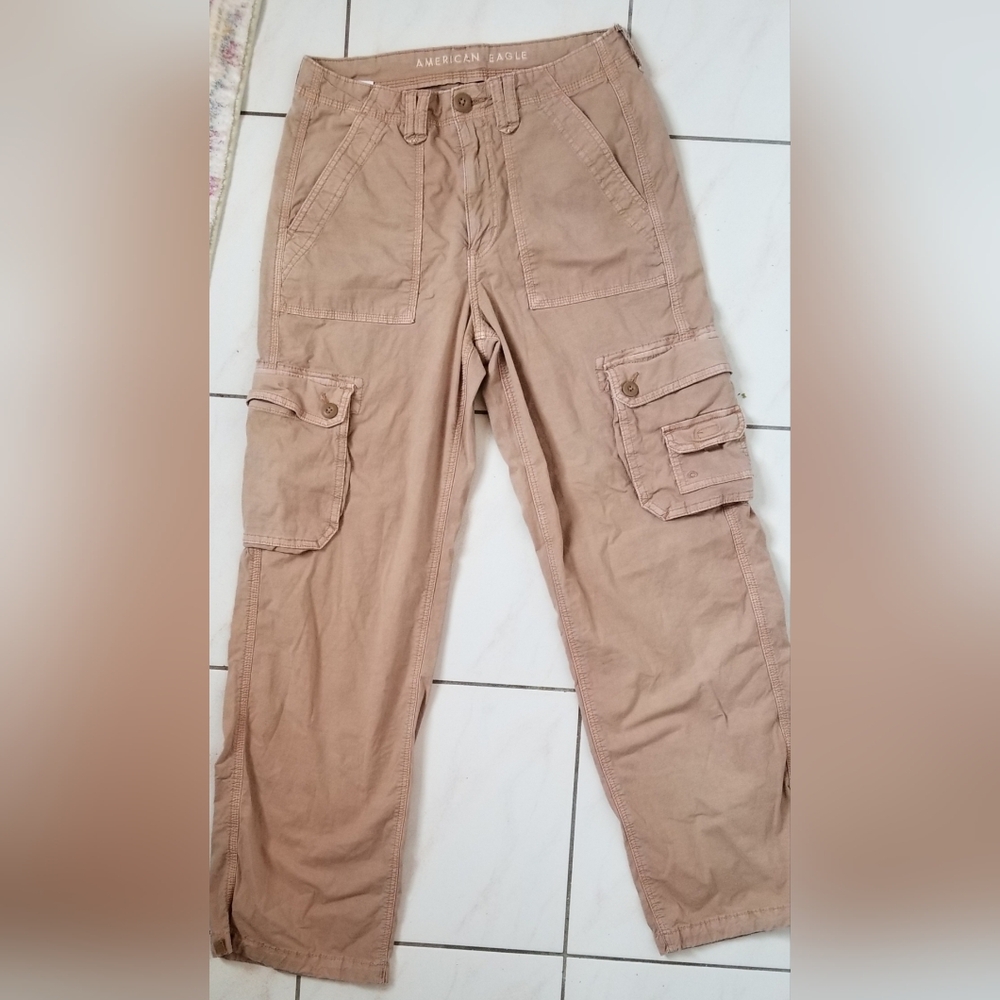 Men's Tan Cargo Pants - Classic Utility Style-American Eagle
